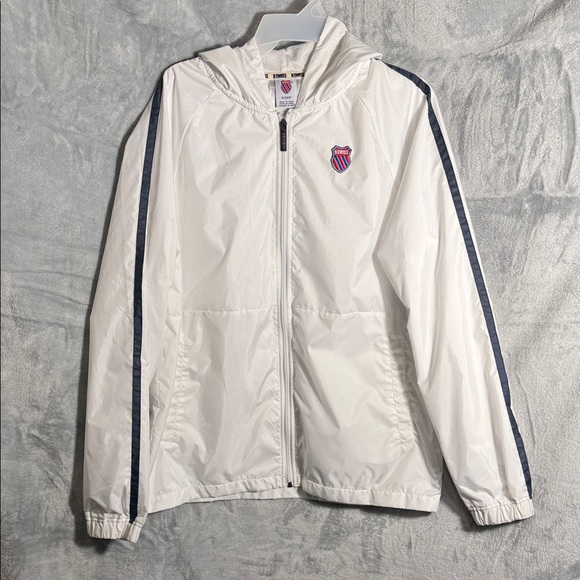 K-Swiss jacket men’s size small White Windbreaker Jacket lightweight full zip - Picture 1 of 15